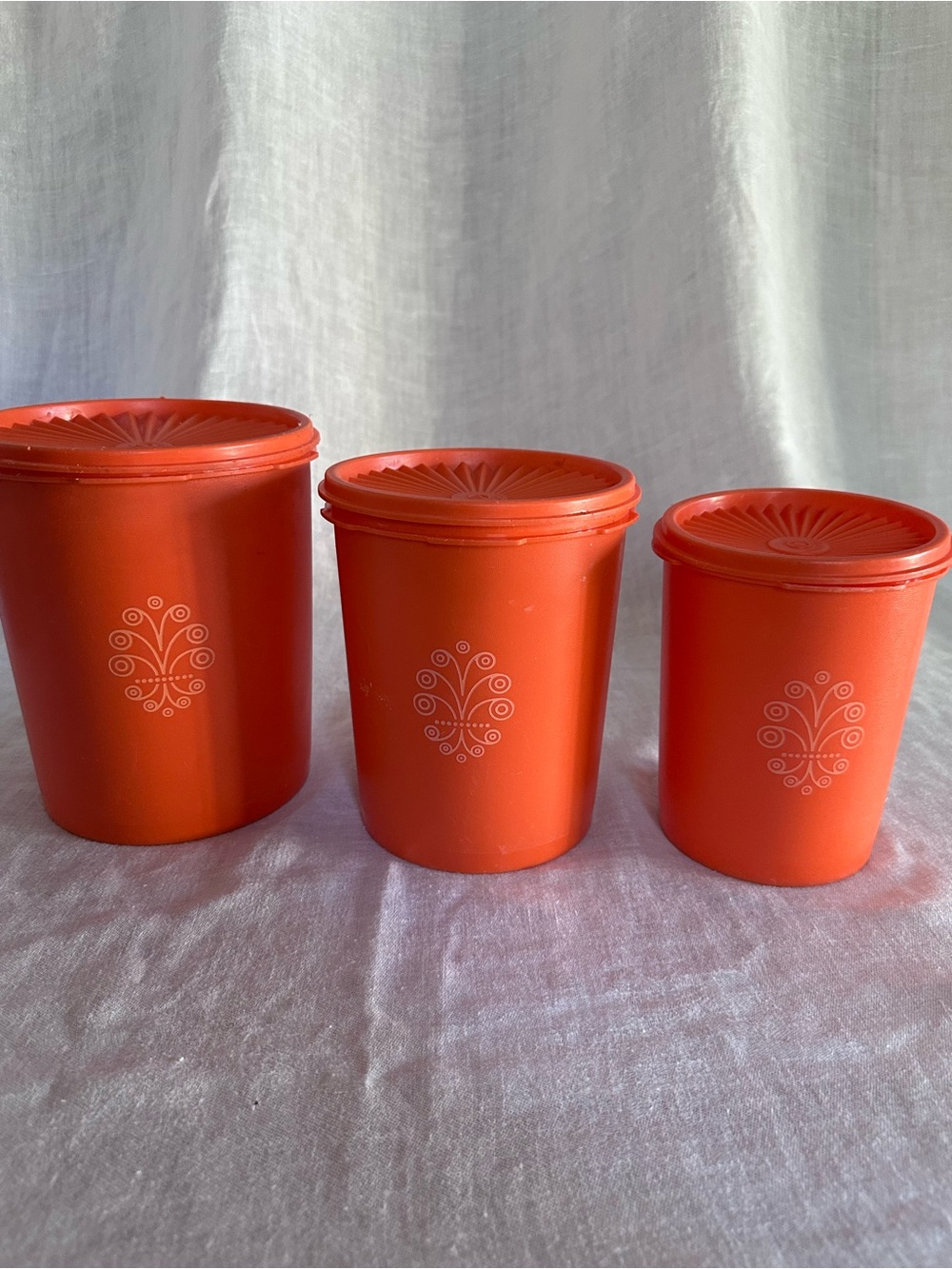 Vintage Orange Tupperware Servalier Canisters